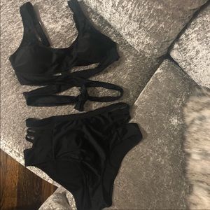 Wrap around black cupshe bikini